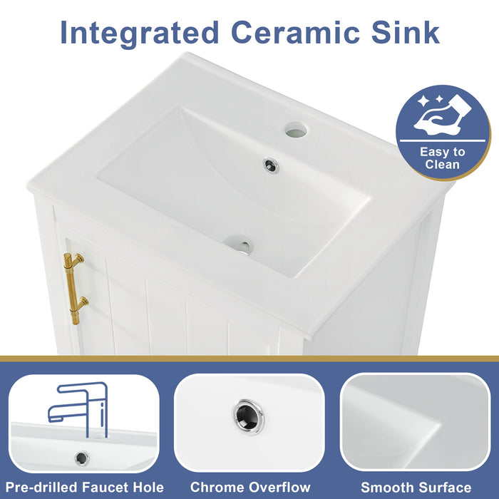 Modern Bathroom Vanity With Sink, Soft-Closing Door And Open Shelf