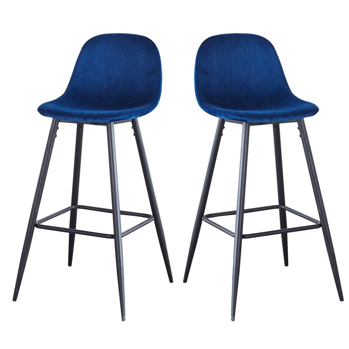 Velvet Barstool With Back (Set of 2)