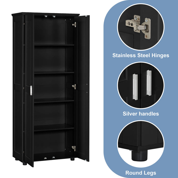Storage Cabinet With Adjustable Shelves, 2 Doors, Rectangle Design For Bathroom