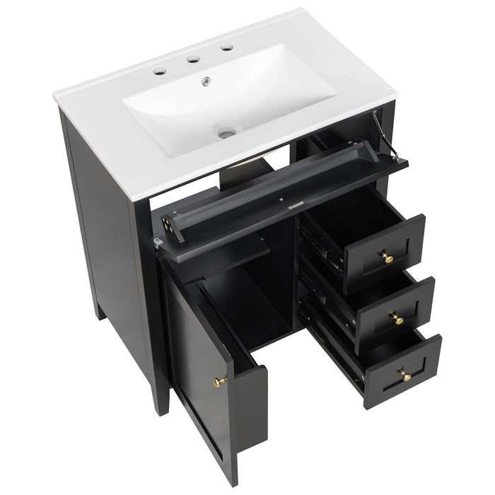 Bathroom Vanity With Sink, 3 Drawers And Adjustable Shelf