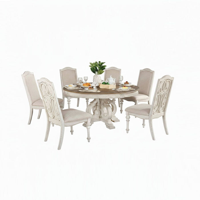 Elegant Dining Set Round Table And Side Chairs