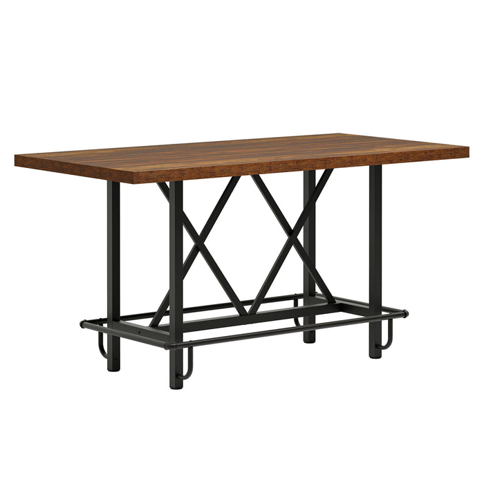 Counter Height Dining Rectangular Kitchen Table For 6 - Brown / Black
