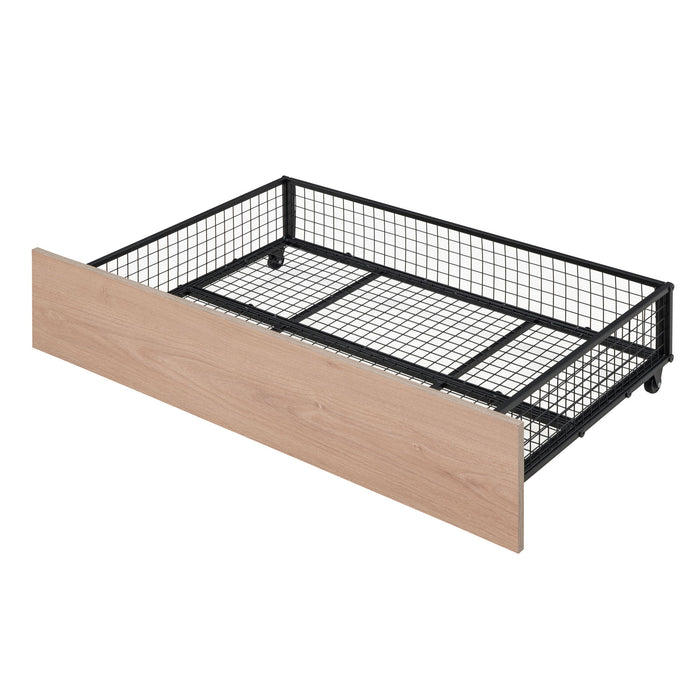 Triple Bunk Bed With Drawers, Multi-Functional Frame With Desks And Shelves In The Middle