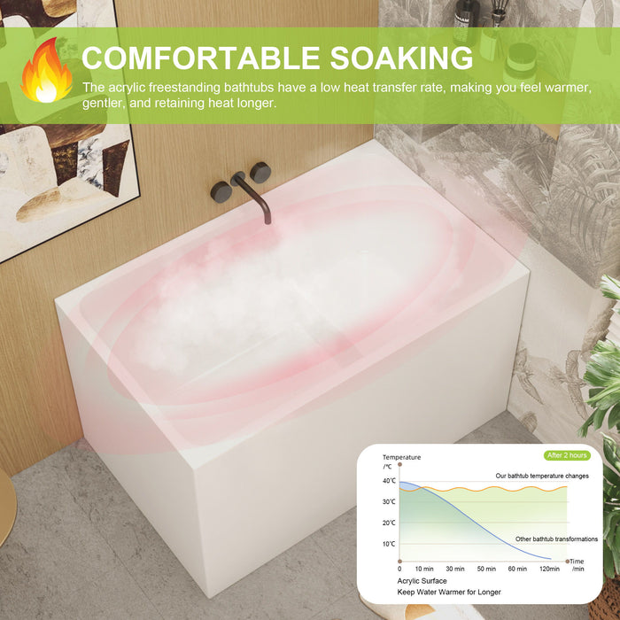 Gloss Freestanding Bathtub With Built In Seat