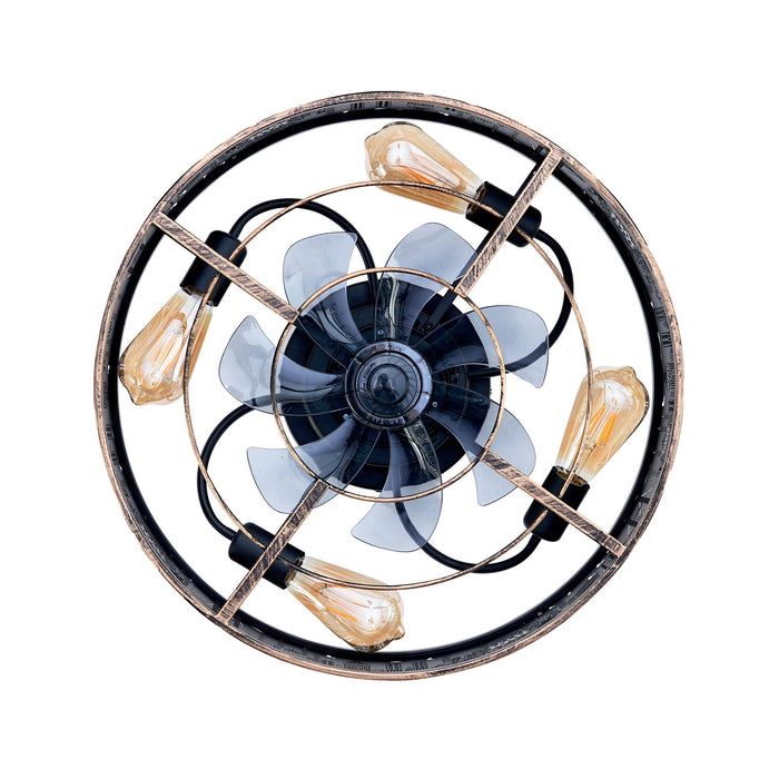 20" Iron Art Ceiling Fans With Remote, Flush Mount Ceiling Fan With 6 Speeds Reversible Motor, Not Included Bulbs - Blush / Gold / Bronze