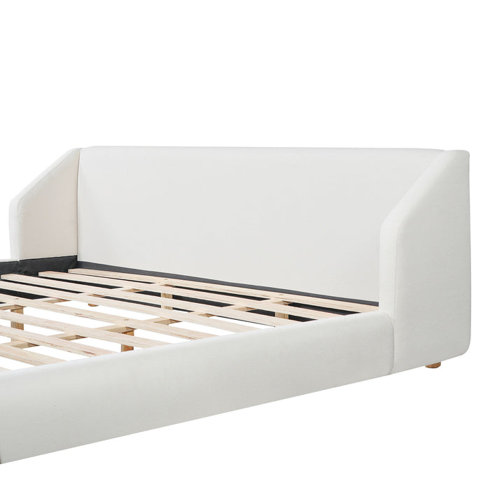 Modern Upholstered Bed Frame With Wingback Headboard
