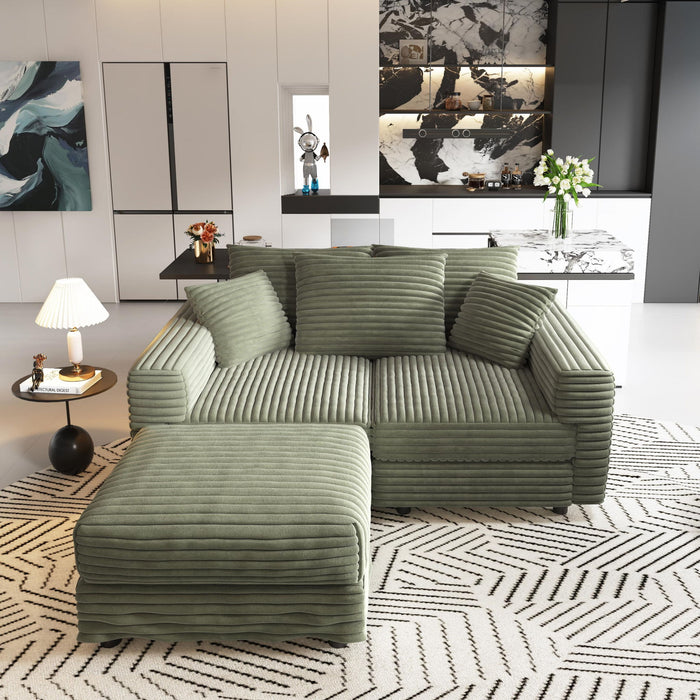 Convertible Deep Seat Sofa With Soft Pillows And Ottomans