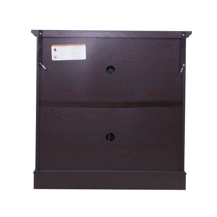 Modern Sideboard With Tempered Glass Doors - Ox Blood Red