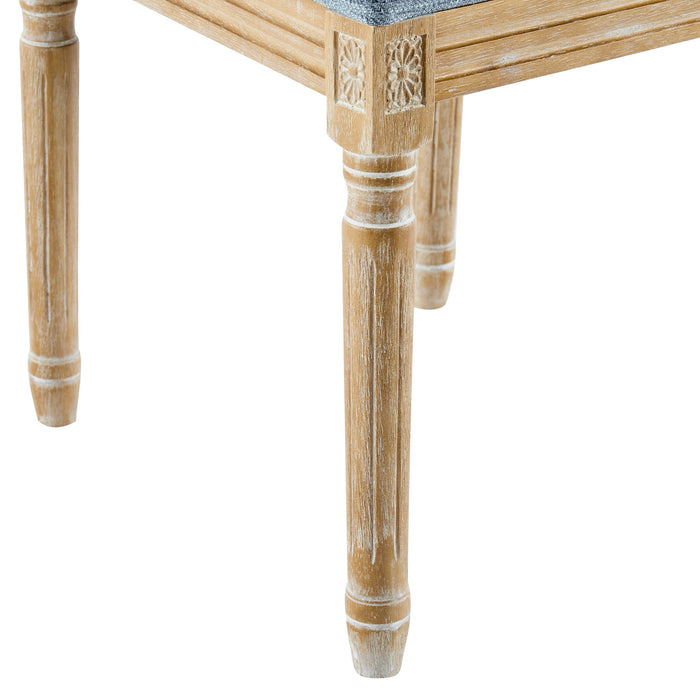 French Country Dining Chair With Rectangular Cane Backrest And Smooth Upholstered Seating