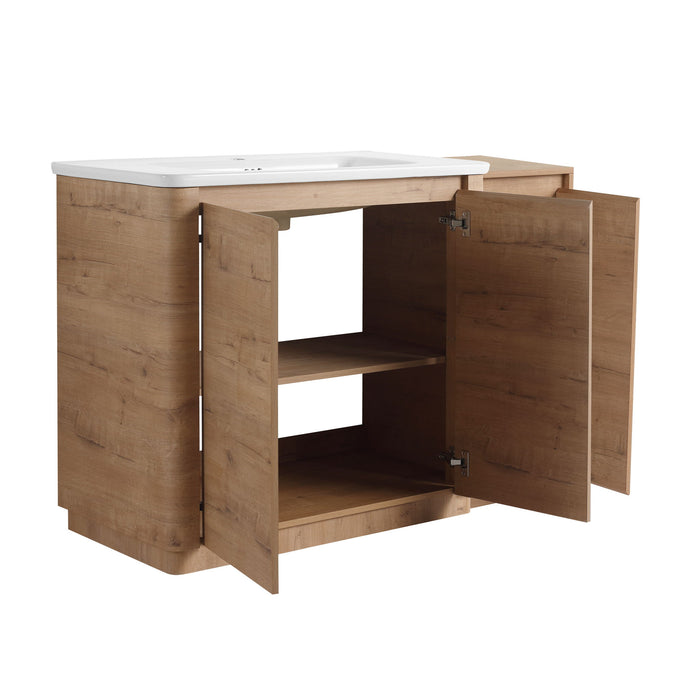 Freestanding Bathroom Vanity With Sink, 1 Small Storage Cabinet, Soft Close Door