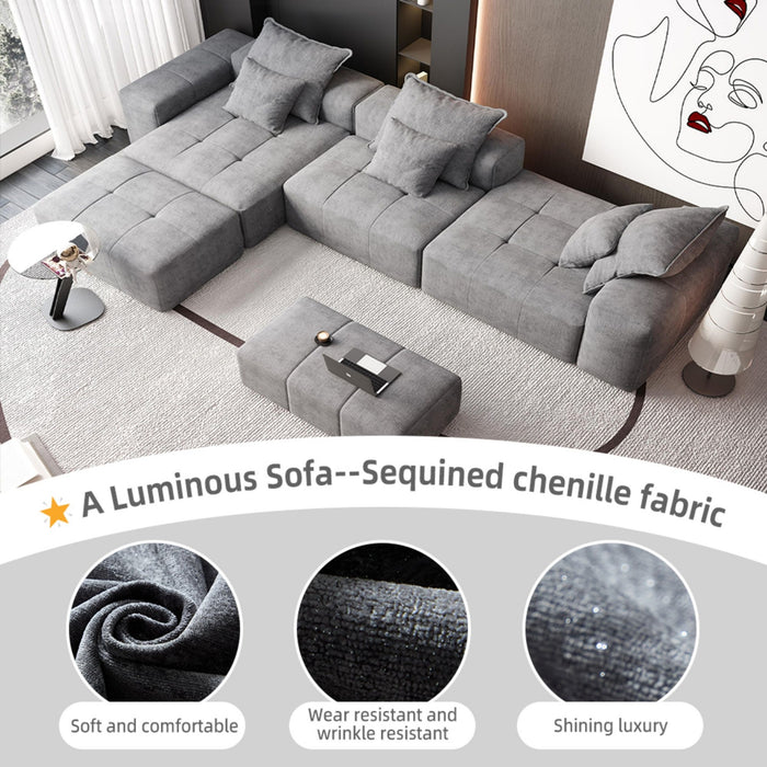 Modern Oversized, Modular Sectional Sofa With Pillows