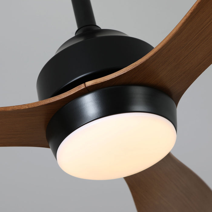 Ceiling Fan With Lights Quiet DC Motor 3 Blade Ceiling Fans 6 Speed Levels, Reversible Ceiling Fan - Matte Black / Wood