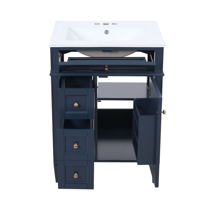 Bathroom Vanity With Top Sink, Storage Cabinet With 2 Drawers And Tip-Out Drawer