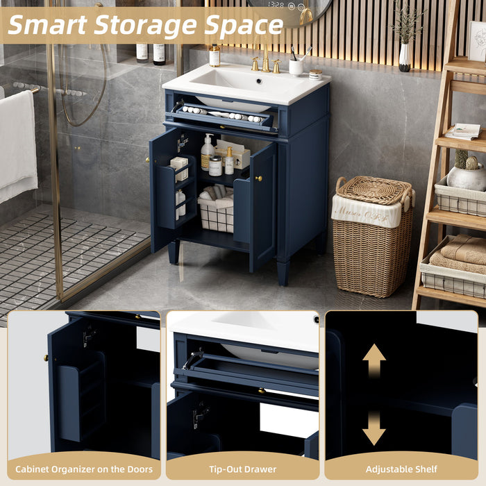 Modern Bathroom Vanity With Tip-Out Drawer And Soft-Close Hinges