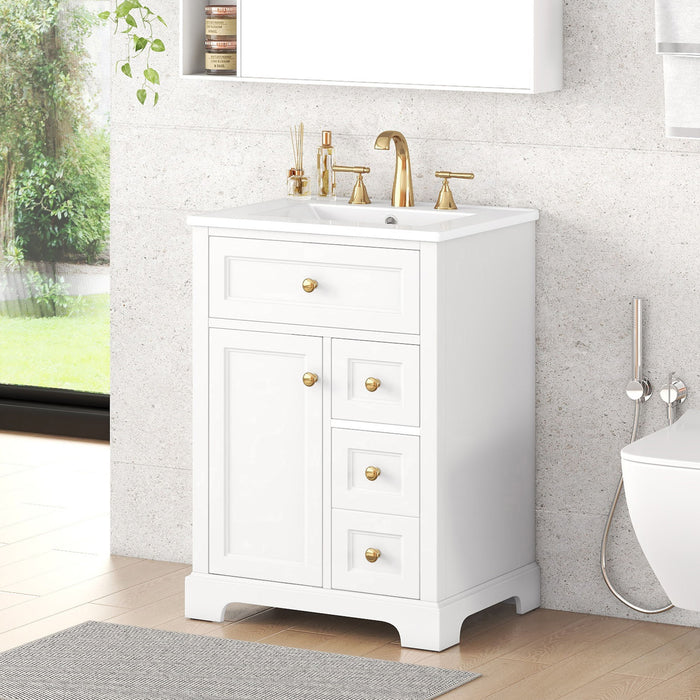 Modern Bathroom Vanity With Sink, 3 Drawers & Cabinet With 2 Tier Door Storage