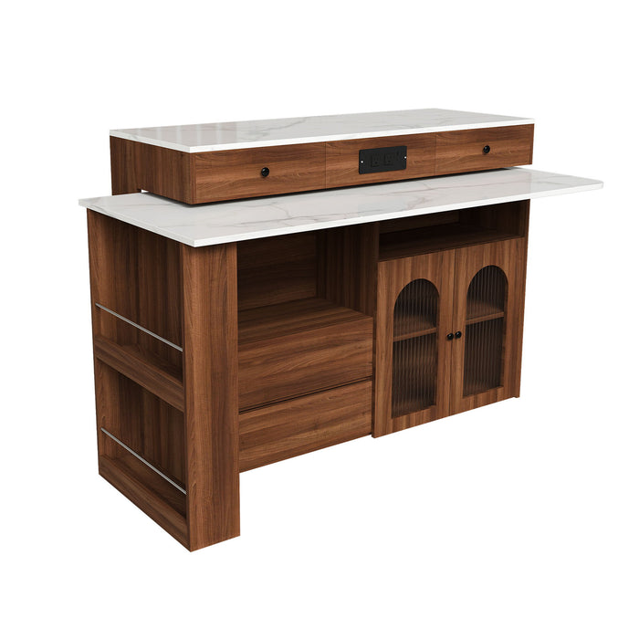 Kitchen Island With Extendable & Rotating Table