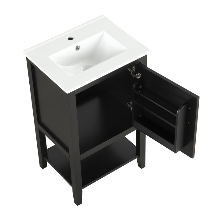 Modern Bathroom Vanity With Sink, Soft-Closing Door And Open Shelf