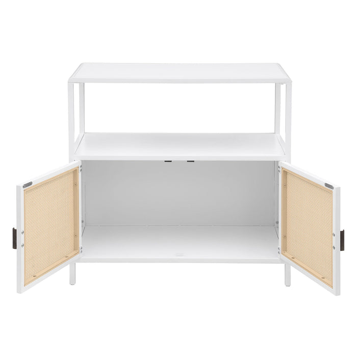 Kenneth - 2 Door Radio Weave Accent Cabinet - White