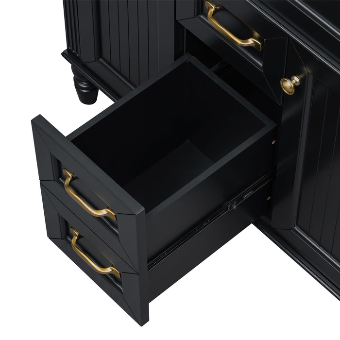 Bathroom Vanity With Sink, Flip-Out Top Drawer, Soft Close Doors, 2 Storage Drawers