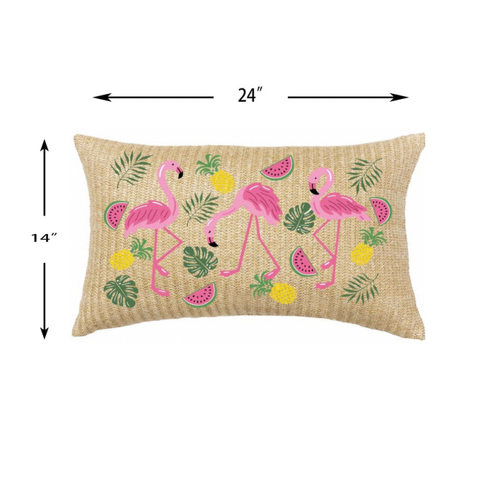 Summer Outdoor Lumbar Flamingo Pillows - Multi