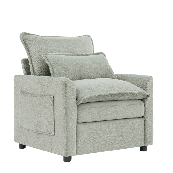 Modern Single Seat Accent Chair With Side Storage Pockets