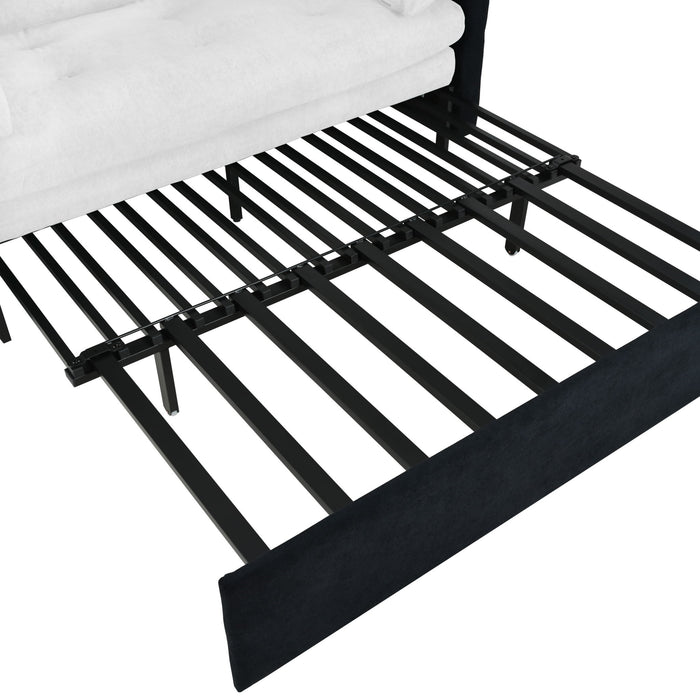 Modern Convertible Sleeper Sofa Bed With Pull-Out Queen Design, Side Storage & Thick Cushions