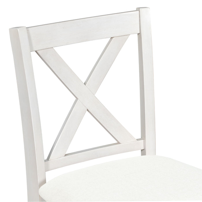 5 Pieces Counter Height Rustic Farmhouse Dining Room Wooden Bar Table Set With 2 Stools And 2 Chairs