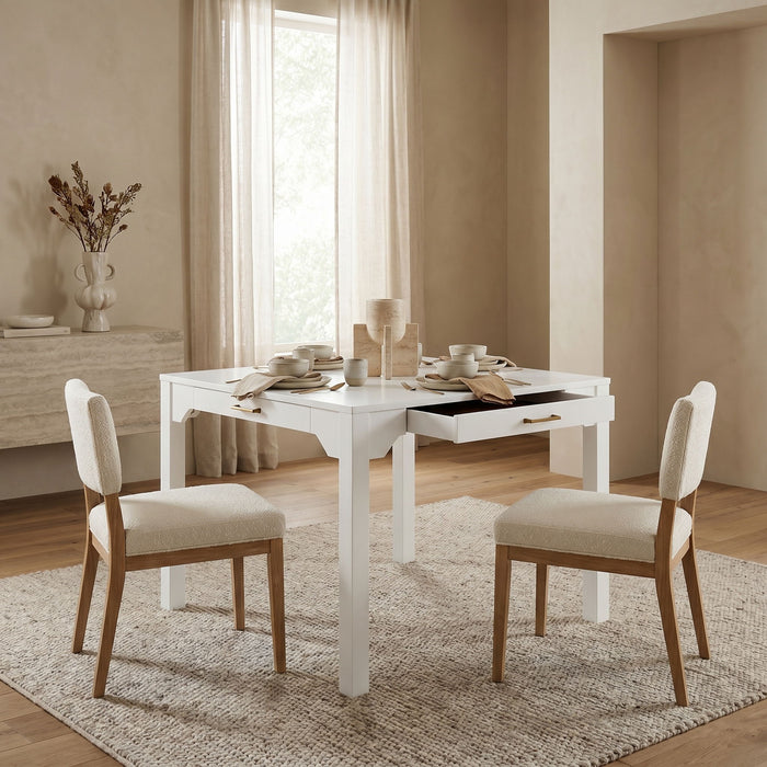 Alleyville - Square Dining Table With Storage Drawer - White