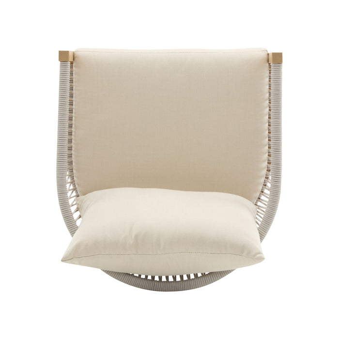 Modern Curved Aluminum Lounge Chair With Stylish Rope Weave Design And Cushioned Comfort For Outdoor