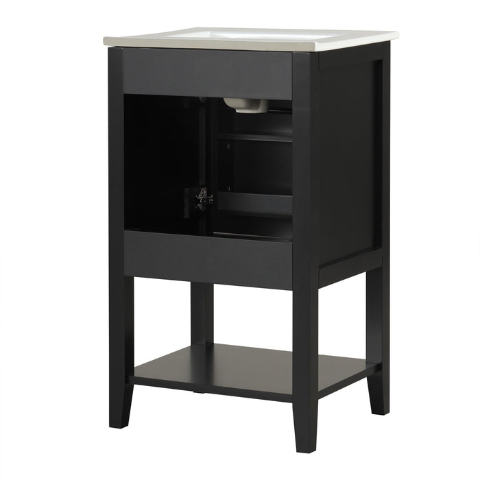 Modern Bathroom Vanity With Sink, Soft-Closing Door And Open Shelf