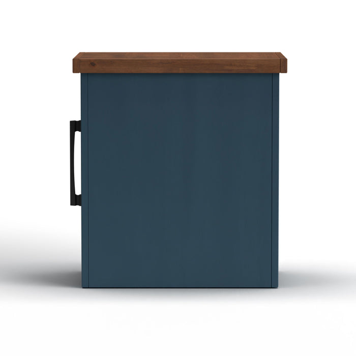 Chairside Table - Blue Denim / Whiskey - Wood
