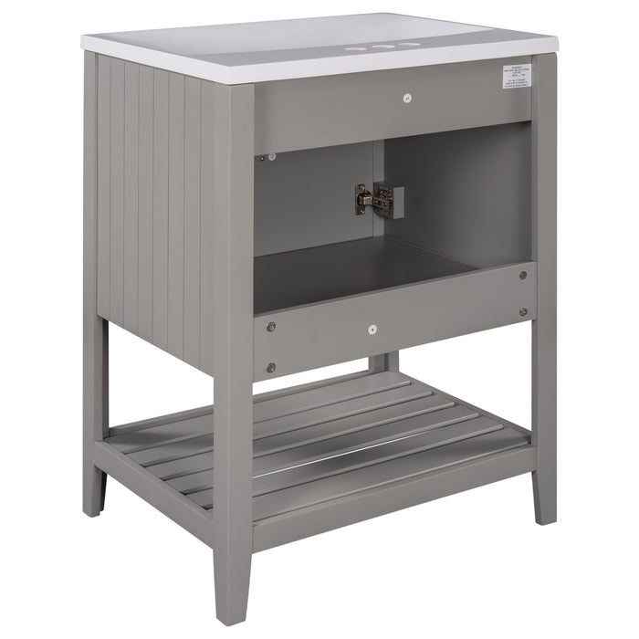 Modern Bathroom Vanity With Sink And Open Shelf