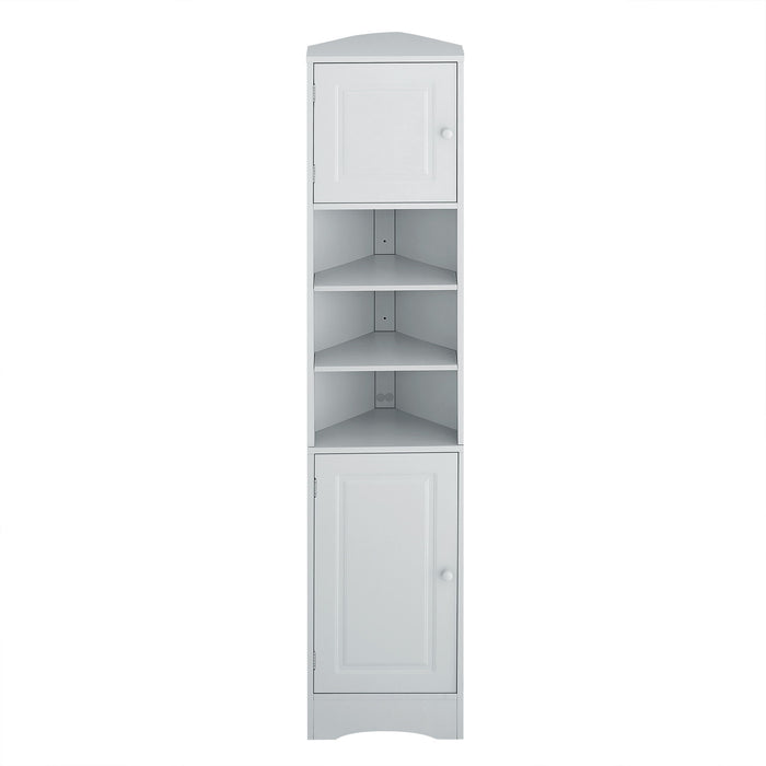 Multi Functional Corner Cabinet With Adjustable Shelves And 2 Doors