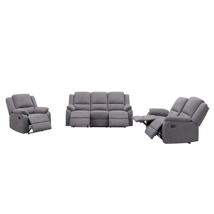 3 Piece Reclining Sofa Set With 150° Deep Recline, 3 Seat Couch, Loveseat & Single Recliner - Gray