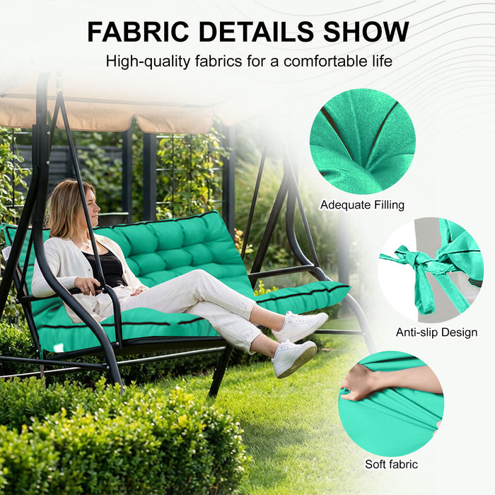 3 Seater Outdoor Porch Swing Cushion With Backrest, Waterproof