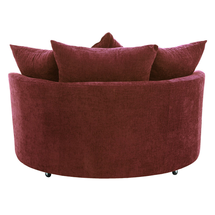 360° Swivel Accent Barrel Chair With Storage Ottoman & 4 Pillows, Modern Leisure Chair Round Accent For Living Room