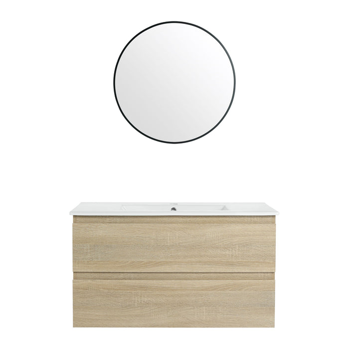 Wall Mounted Bathroom Vanity & Sink, 2 Soft Close Drawers
