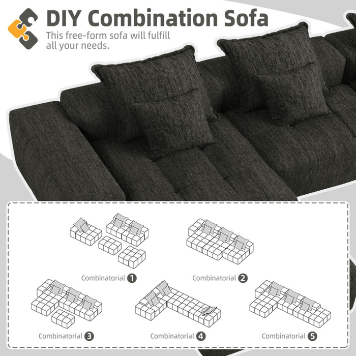Modern Oversized Diy Combination, Modular Sectional Sofa With Pillows