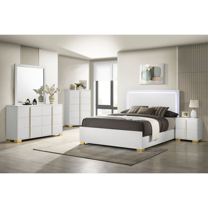 Full LED Panel Bed With Touch Activated Lighting - White
