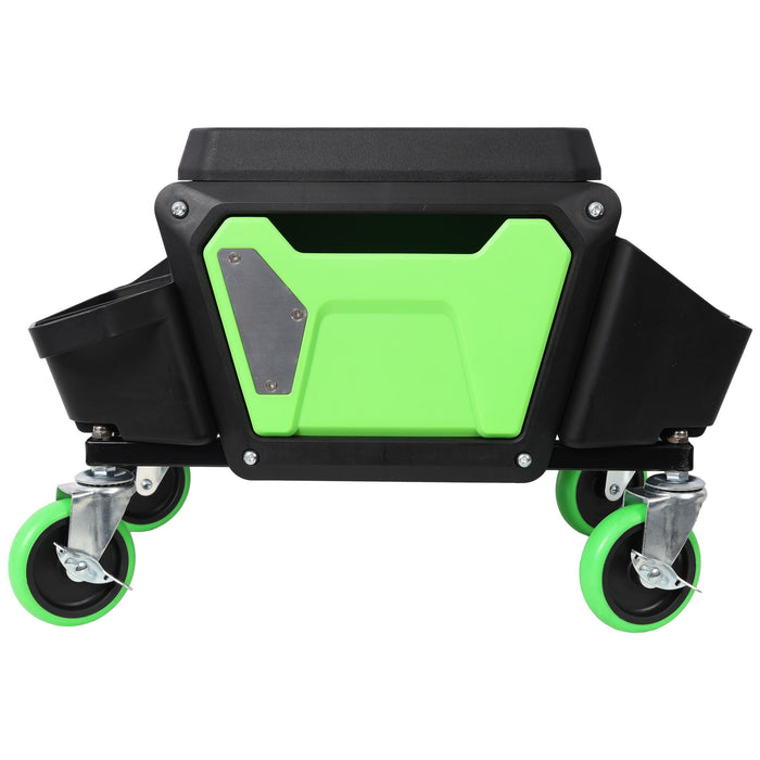 Heavy Duty Mechanic Stool With Wheels And Soft Rubber Cushion And 330Lbs Capacity - Green