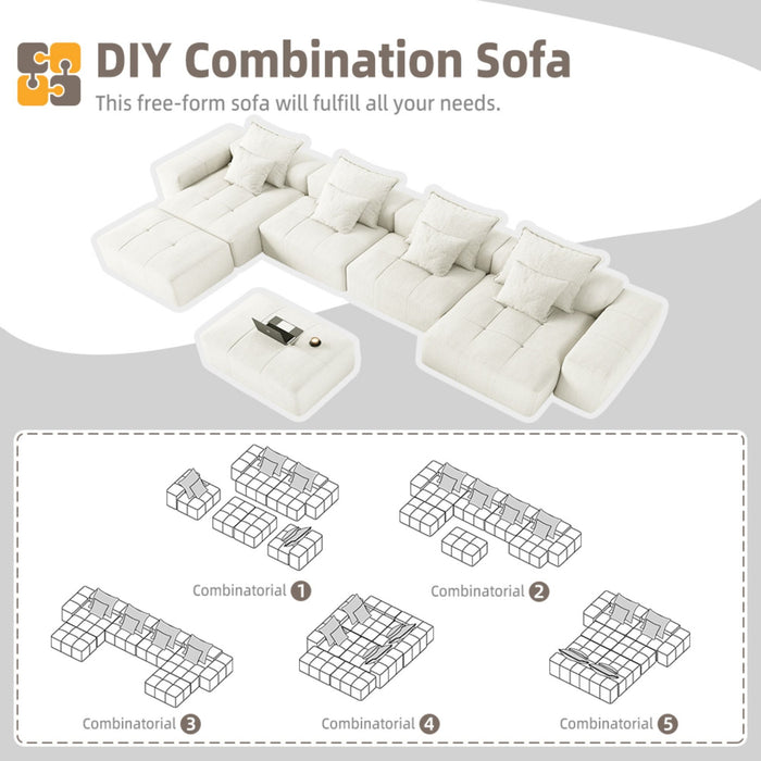 Modern Oversized Diy Combination Modular Sectional Sofa With Pillows