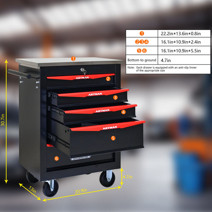 Drawer Multifunctional Tool Cart With Wheels For Garage