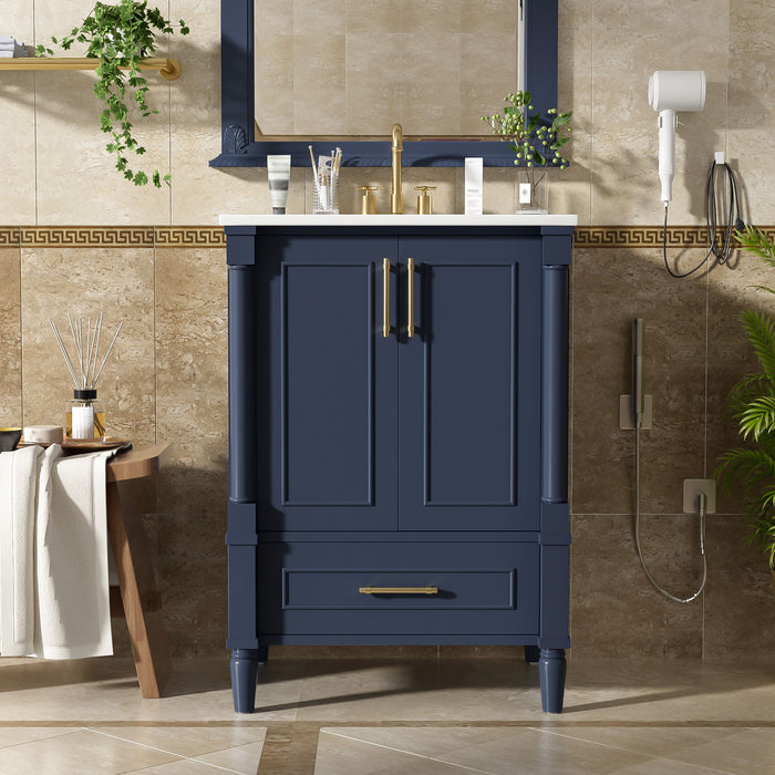 Bathroom Vanity With Ornate French Cylinder Legs, Soft Close Drawer