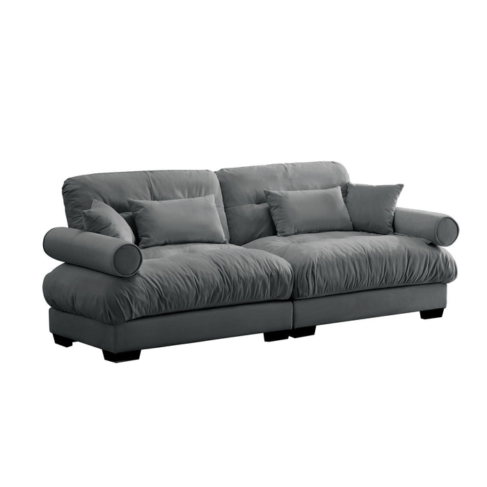 Modern Oversize Sofa With Cloud Like Comfort, Featuring Waist And Throw Pillows