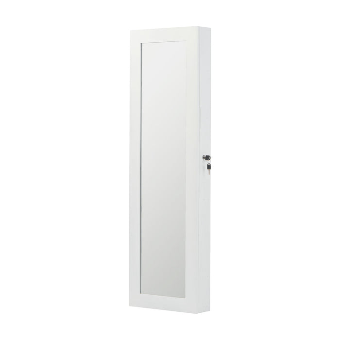 Jewelry Armoire Organizer With Full Length Mirror, Wall Mounted Lockable Cabinet With LED Light
