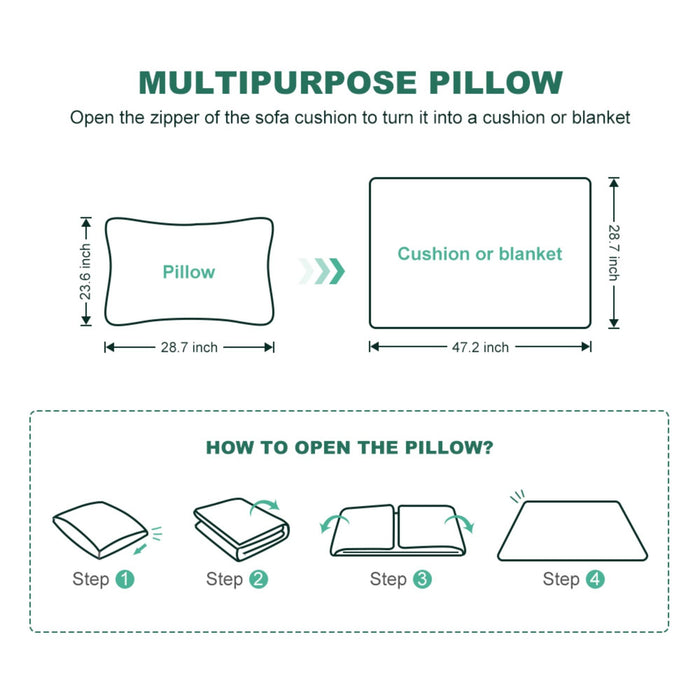 Pull Out Sofa Bed, 3 Seat Convertible Sleeper Sofa With 2 In 1 Pillow And Blanket Set
