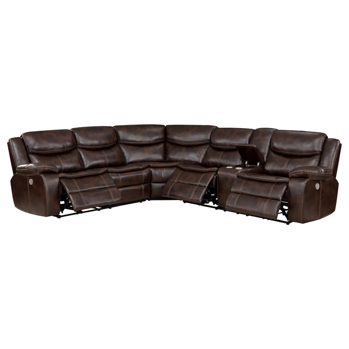 Mclean - Power Reclining Sectional Sofa With Storage Console - Dark Brown