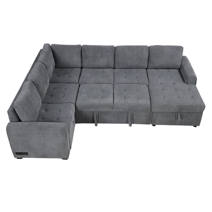 U-Shaped Sofa Sectional Sofa Pull-Out Sofa Bed With A Storage Chaise Lounge, Charging Devices For Living Room