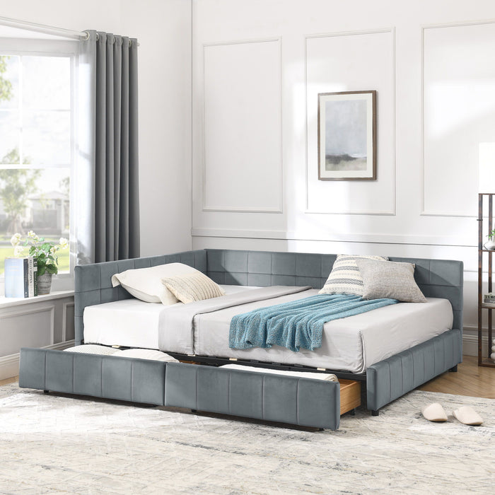 Elegant Storage Upholstered Tufted Bed Frame With Backrest And Armrests