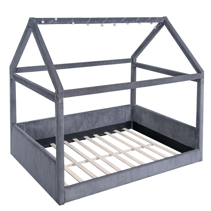 Upholstered House Style Daybed With LED Light Strips